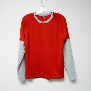 ZOIC gray and red long sleeve poly biking jersey